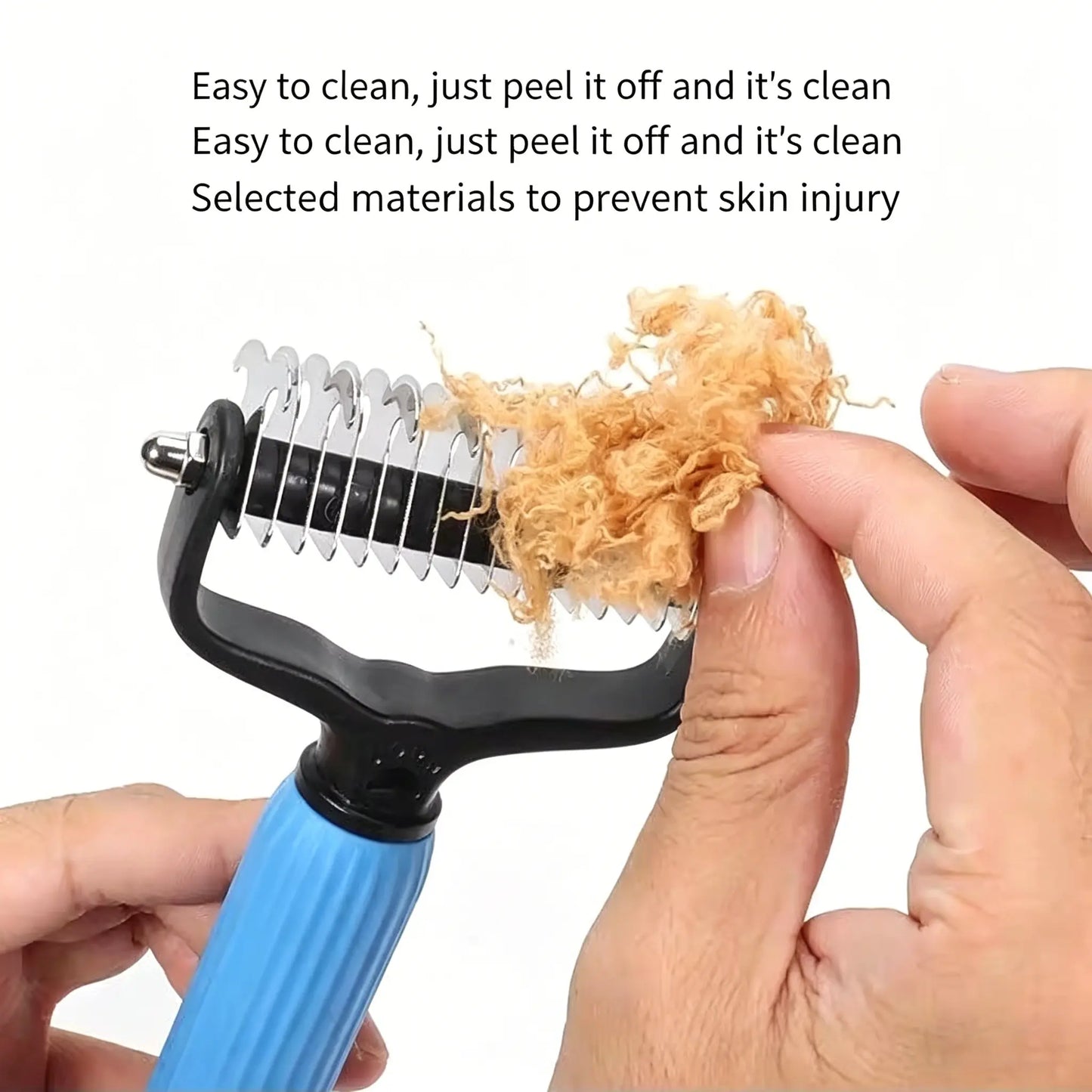 Pet Detangling Comb, Double-Sided Grooming Brush for Dogs & Cats, One-Click Clean Undercoat Rake for Shedding Mats