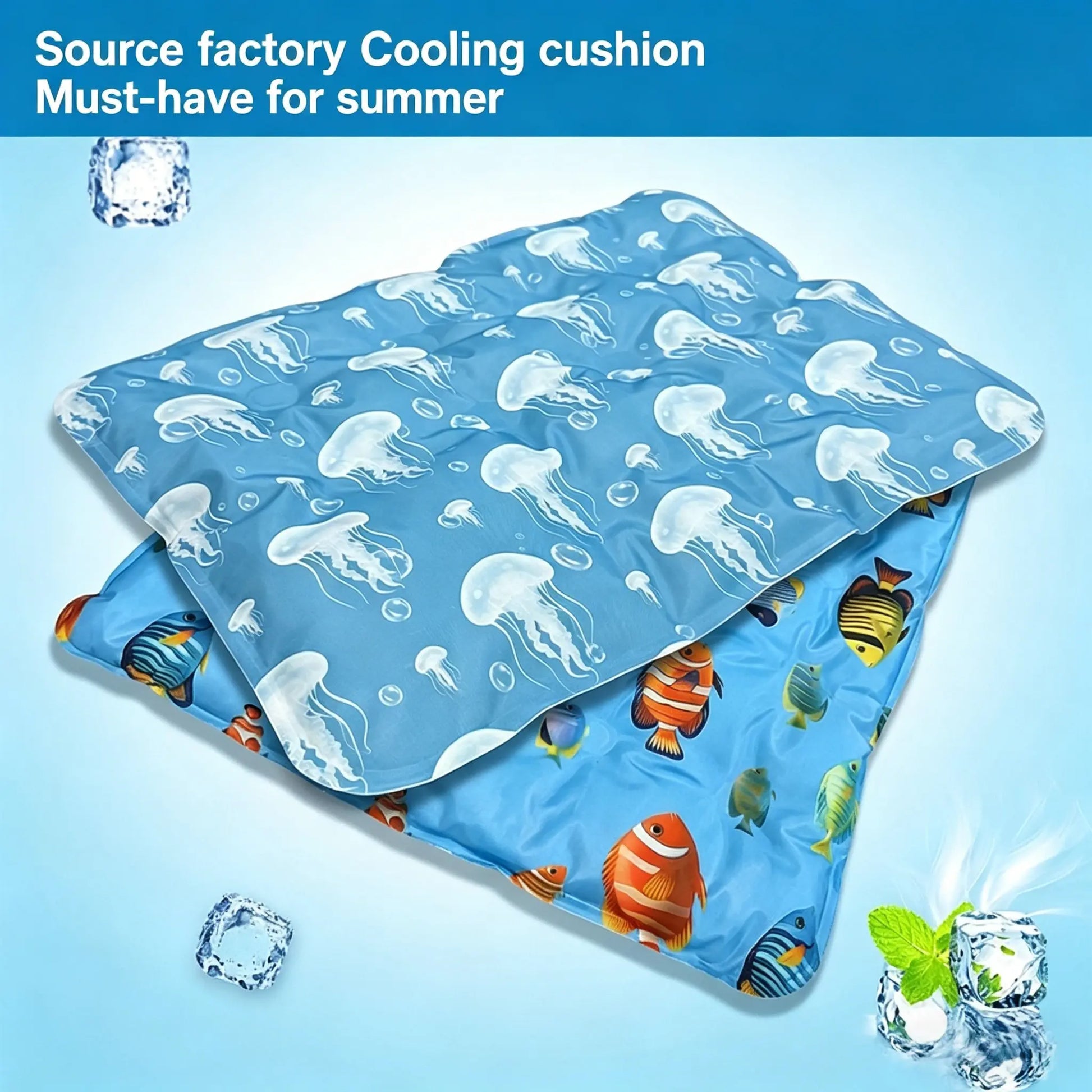Large Thick Pet Ice Pad, Summer Cooling Mat for Cats, Waterproof Bite-Resistant, Leak-Proof, Anti-Sweat, Ideal for Hot Weather Relief